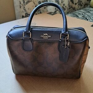 Coach Bennett Satchel In Color Block Brown Black